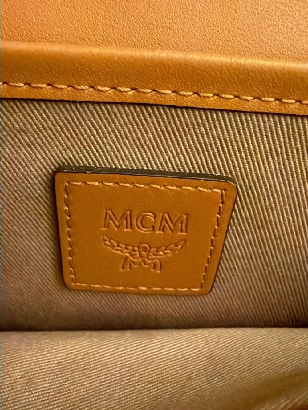 MCM Cognac Visetos Monogram Crossbody with Gold Chain - Picture 3 of 3
